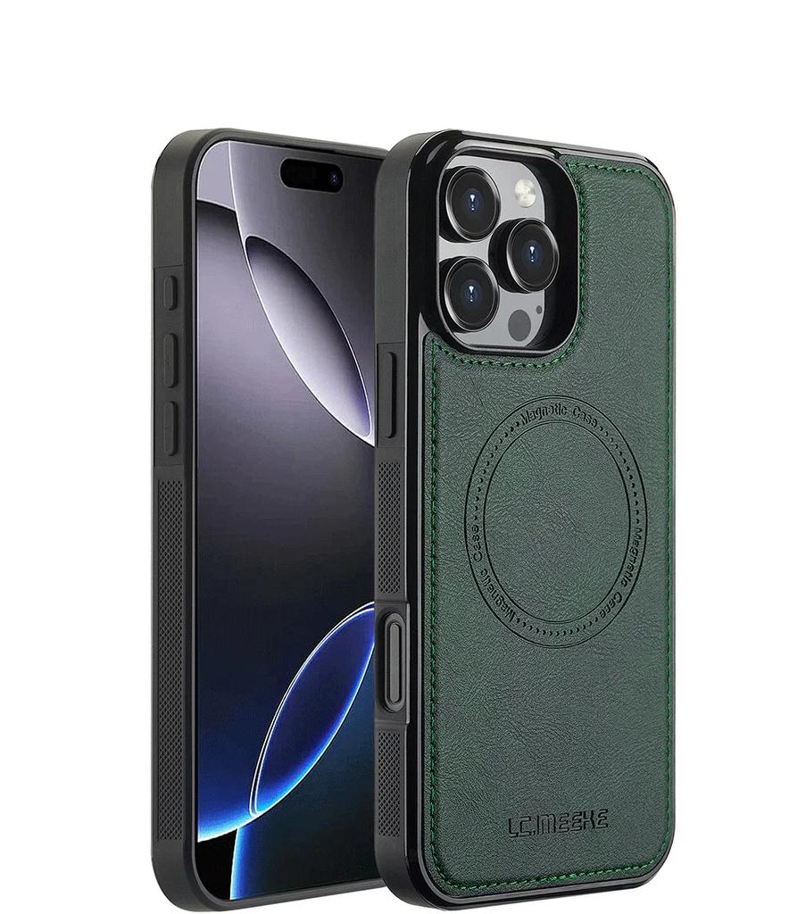 Кожаный Магнитный Чехол для Телефона для iPhone 17 Air 16 15 14 13 12 Pro 11 XS Max XR 8 7 Plus SE 17E 16E Чехол для Беспроводной Зарядки Etui