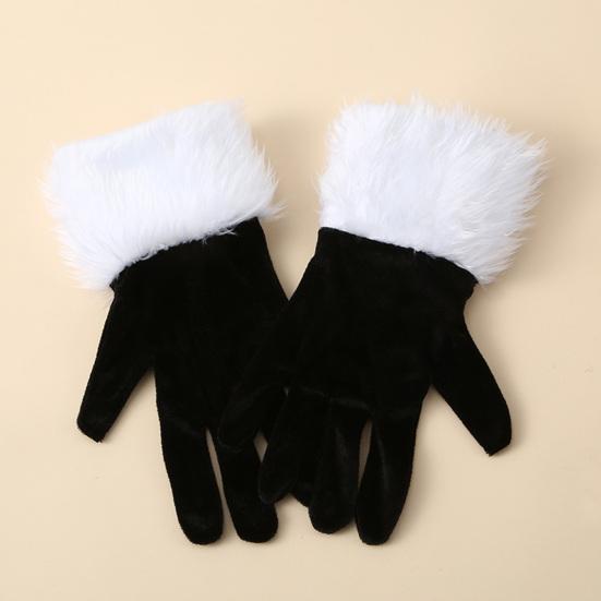 Короткие ретро бархатные перчатки женские оперные перчатки с пушистыми белыми манжетами длиной до запястья перчатки с пальцами для рождественского костюма свадьбы чаепития банкета танцев