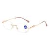 Rimless Diamond Cut Reading Glasses Women Anti-blue Light Shinning Eyeglasses Ladies Near Sight Eyewear Diopter +1.0 To +4.0