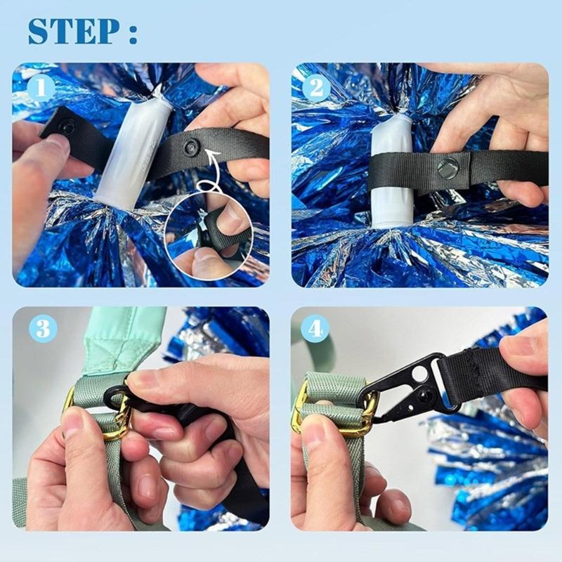 Держатель помпонов для чирлидеров Аксессуар для чирлидинга Регулируемые ремешки для помпонов Оборудование для хранения (Помпоны НЕ входят в комплект)