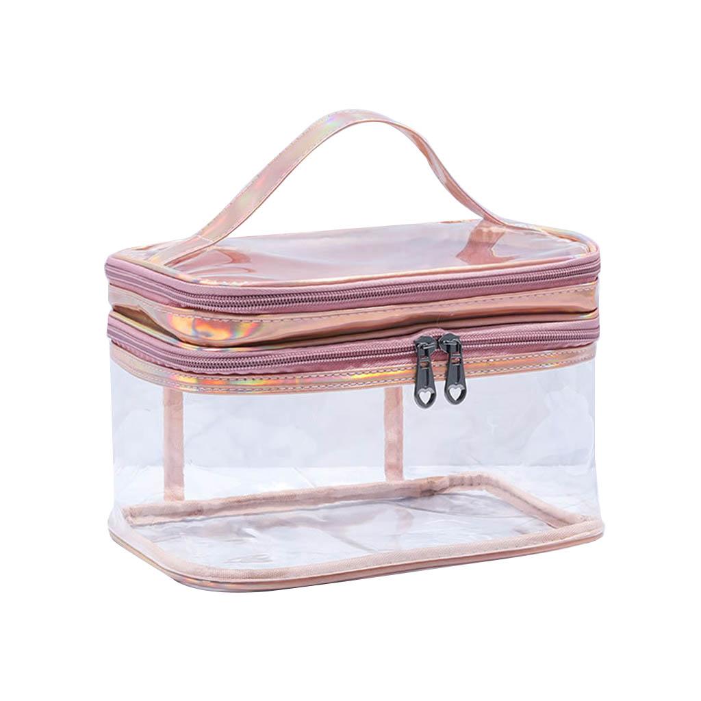 Portable Clear Makeup Bag 2 Layers Zipper Cosmetics Bags Travel Storage Pouch