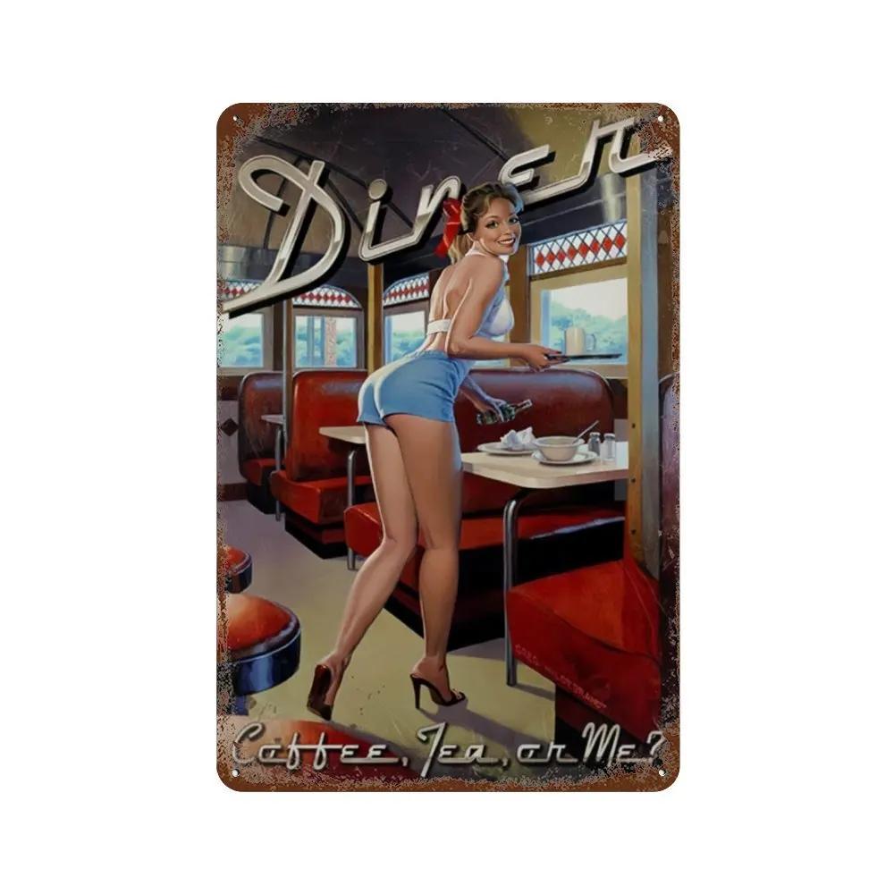 Винтажная металлическая жестяная вывеска Midnight Lounge Pin Up Girl для дома, газового бара, паба, кухни, гаража, ресторана, стены, Deocr, таблички