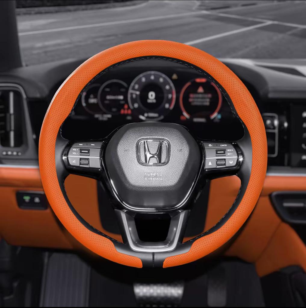 38cm Car Steering Wheel Anti-slip Wheel Cover Carbon Fibre For Honda Civic Fit Jazz Accord Pilot CRV Odyssey Passport City HRV