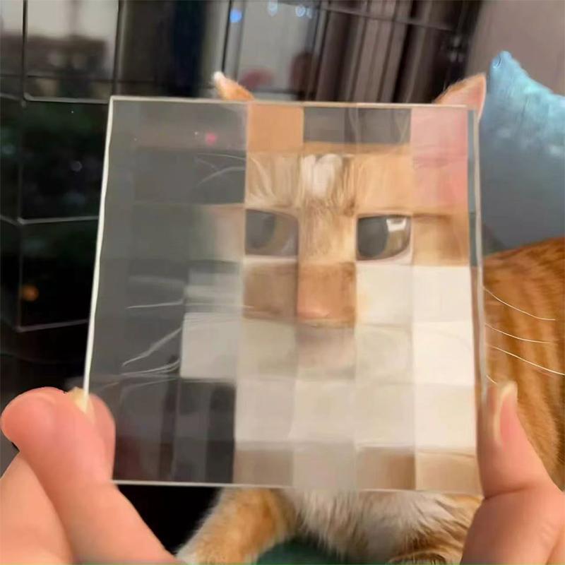 1 шт. Двухквадратный 3D Стеклянный Фотофон Милый Игривый Мозаичный Пиксельный Питомец Реквизит Для Кошек Собак Креативный Фотографический Реквизит