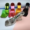 Fashion Crystal Heel Sandals Slippers Shoes for Women Transparent Heel Colour Sandals Female Summer Comfort Versatile Shoes 2024