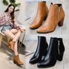 Women's Fashion Coarse Heel Short Boots Women's Shoe Size Side Zipper High Heel Boots Women Platform Boots