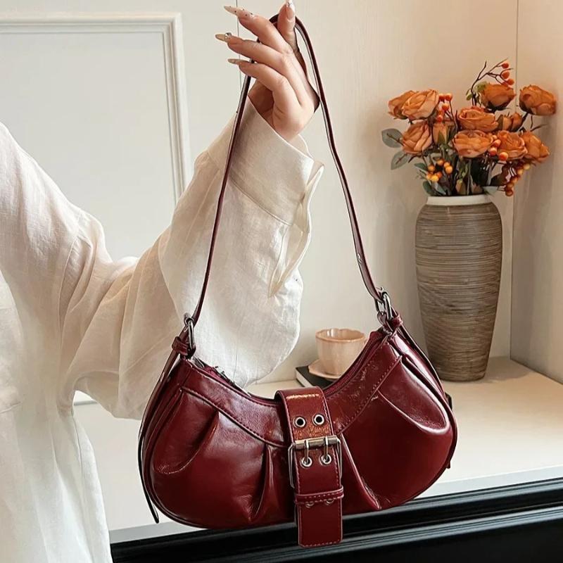 Buckle Decoration Fashion PU Shoulder Bag Solid Large Capacity All-match Handbags Purse Bags for Women Bolsa Mujer