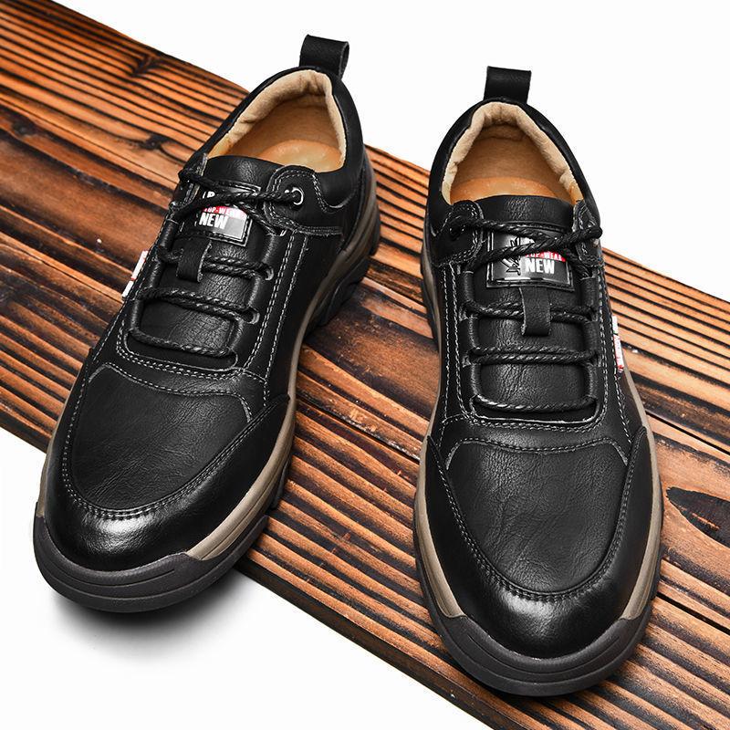 Men's Shoes Spring and Autumn Men's Casual Shoes Comfortable Round Head Hiking Shoes Business Leather Shoes