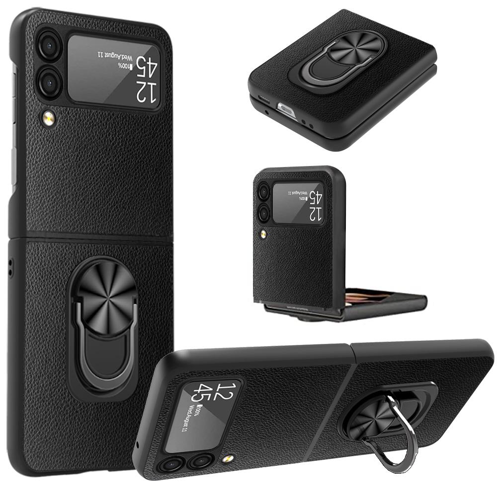 Модный матовый кожаный чехол для Samsung Galaxy Z Flip 3 Flip4 Flip 4 5g Flip3 Finger Ring Thin Protective Cover Funda