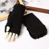 Winter Women's Warm Fluff Knitted Gloves Soft Half Finger Gloves Rabbit Fur Mittens