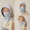 Kids Hat Scarf Set Solid Color Drawstring Winter Warm Headgear Thickened Velvet Lining Soft Hat Scarf Winter Accessories
