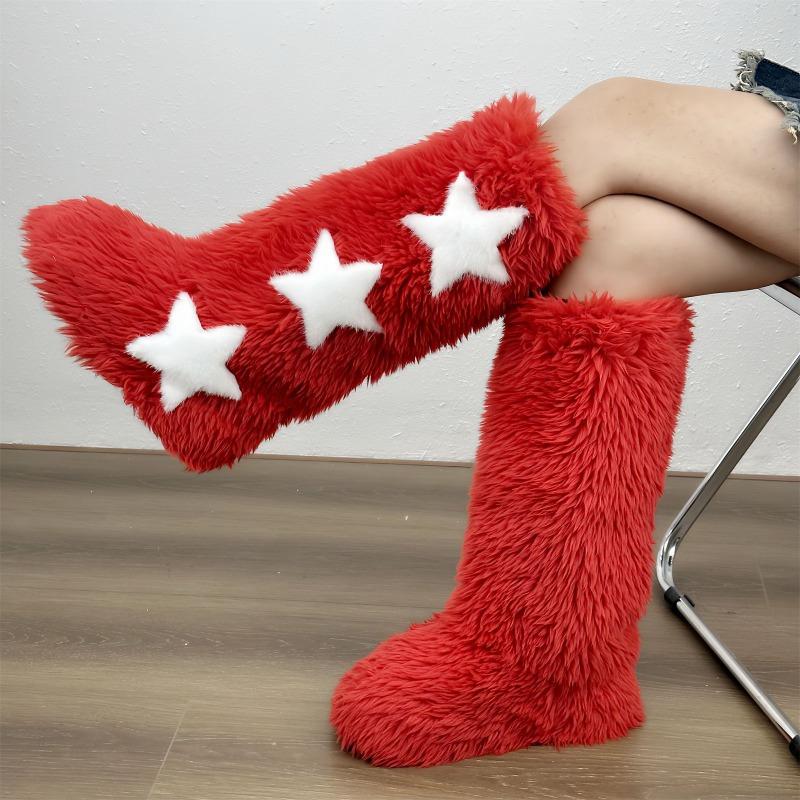 Трансграничные новые сапоги-чулки с длинным голенищем, женские зимние высокие сапоги для снега, сапоги Spice girl, бархатные сапоги Y2K с мехом