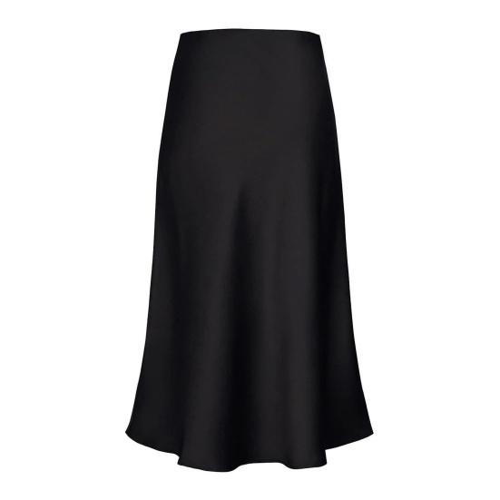 Юбка макси женская гладкая атласная длинная юбка с застежкой-молнией однотонная весна