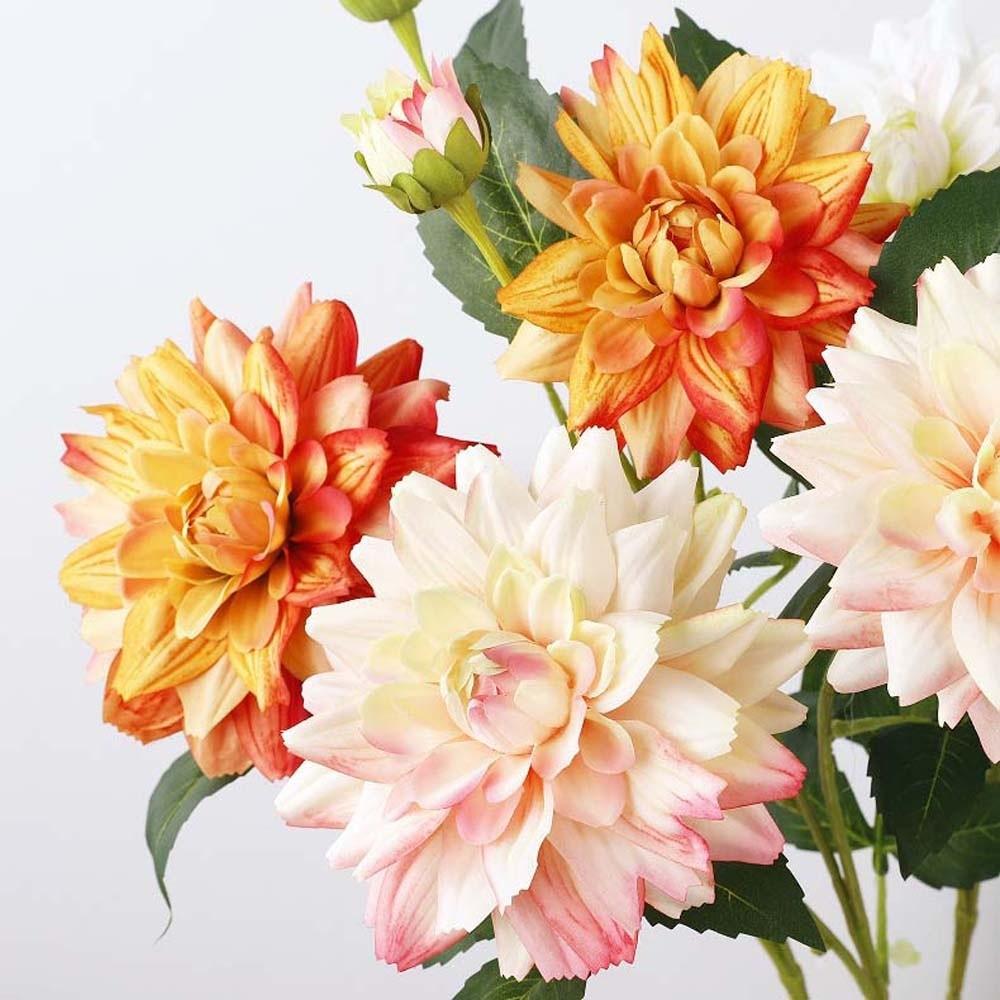 Real Touch Simulation Big Dahlia Realistic Faux Dahlia Branch Fake Flower  Party Favors