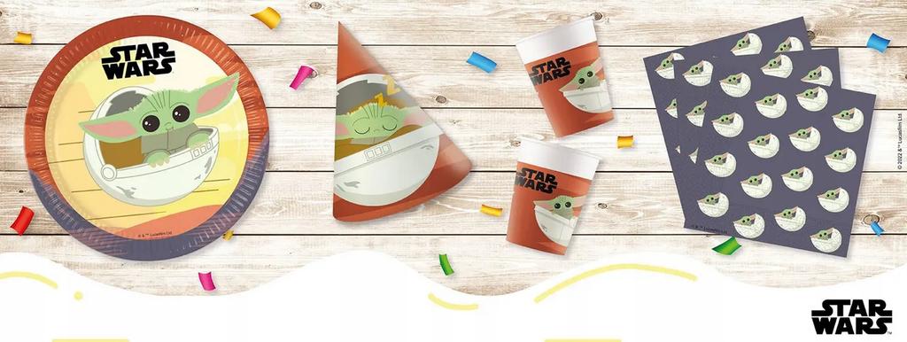 Czapeczki Papierowe Star Wars Mandalorian Baby Yoda Urodziny Party 6Szt.