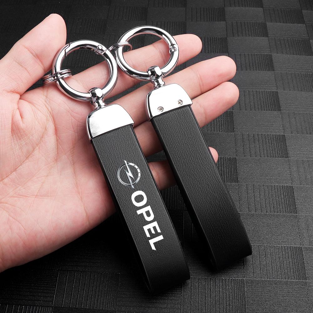 dajfhk1 1/2Pcs Car Styling Metal Leather Keychain Key Pendant Keyrings Gifts For Opel Mokka Corsa Meriva Zafira Astra J Car Wheel Hubcap