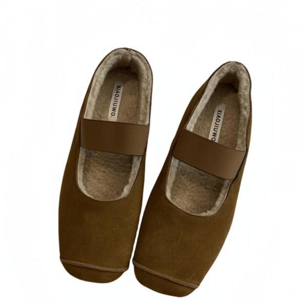 French Retro Mary Jane Shoes Women's 2025 Autumn and Winter New Square Head with Velvet Shallow Beanie Shoes