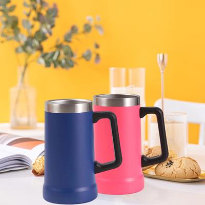 700 мл пивная кружка с двойной изоляцией из нержавеющей стали, кофейная кружка, термостакан для горячих холодных напитков, большая ручка, небьющаяся чашка для питья для приключений