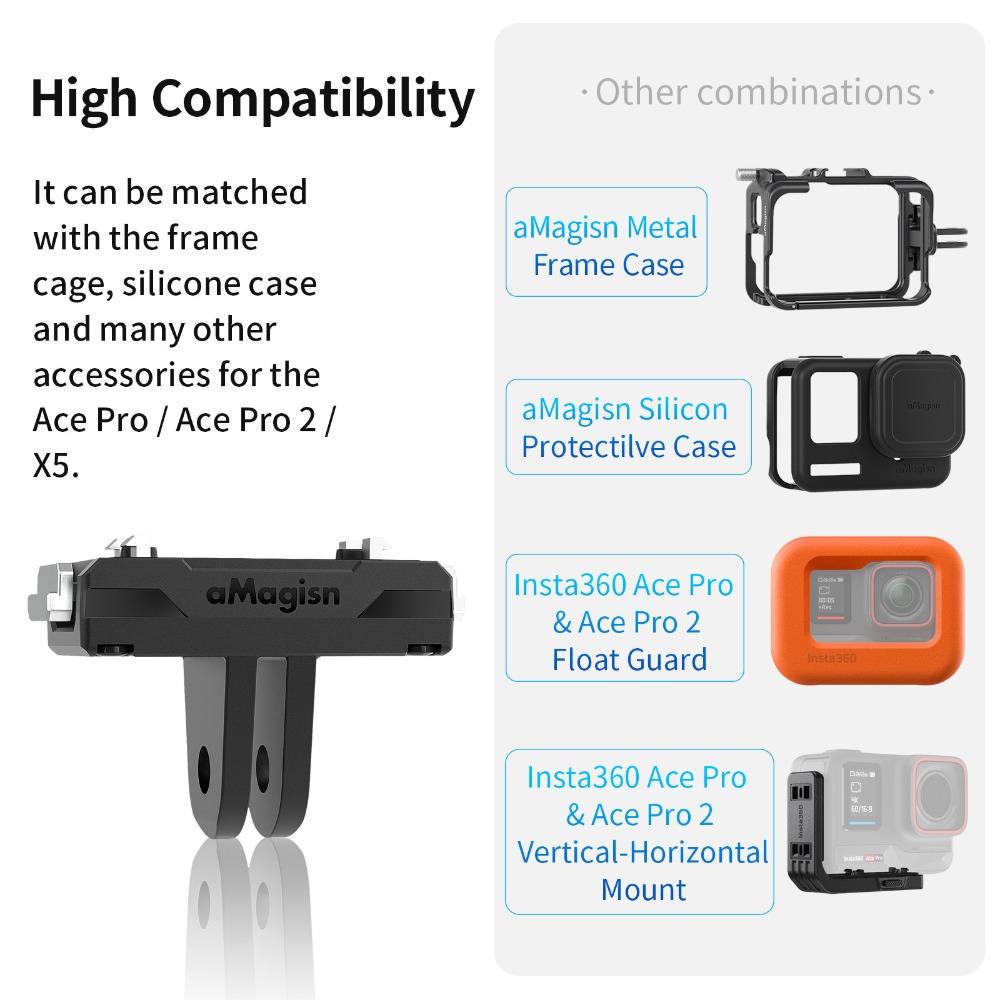 aMagisn Quick Release Mount for Insta360 X5 / X4 Air /AcePro 2 /1, Safe & stable Plastic Magnetic Base For X5 Camera Accessories
