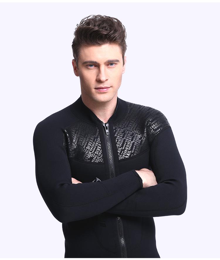 Мужской неопреновый гидрокостюм для дайвинга с длинным рукавом 3 мм, защищающий от холода, с передней молнией