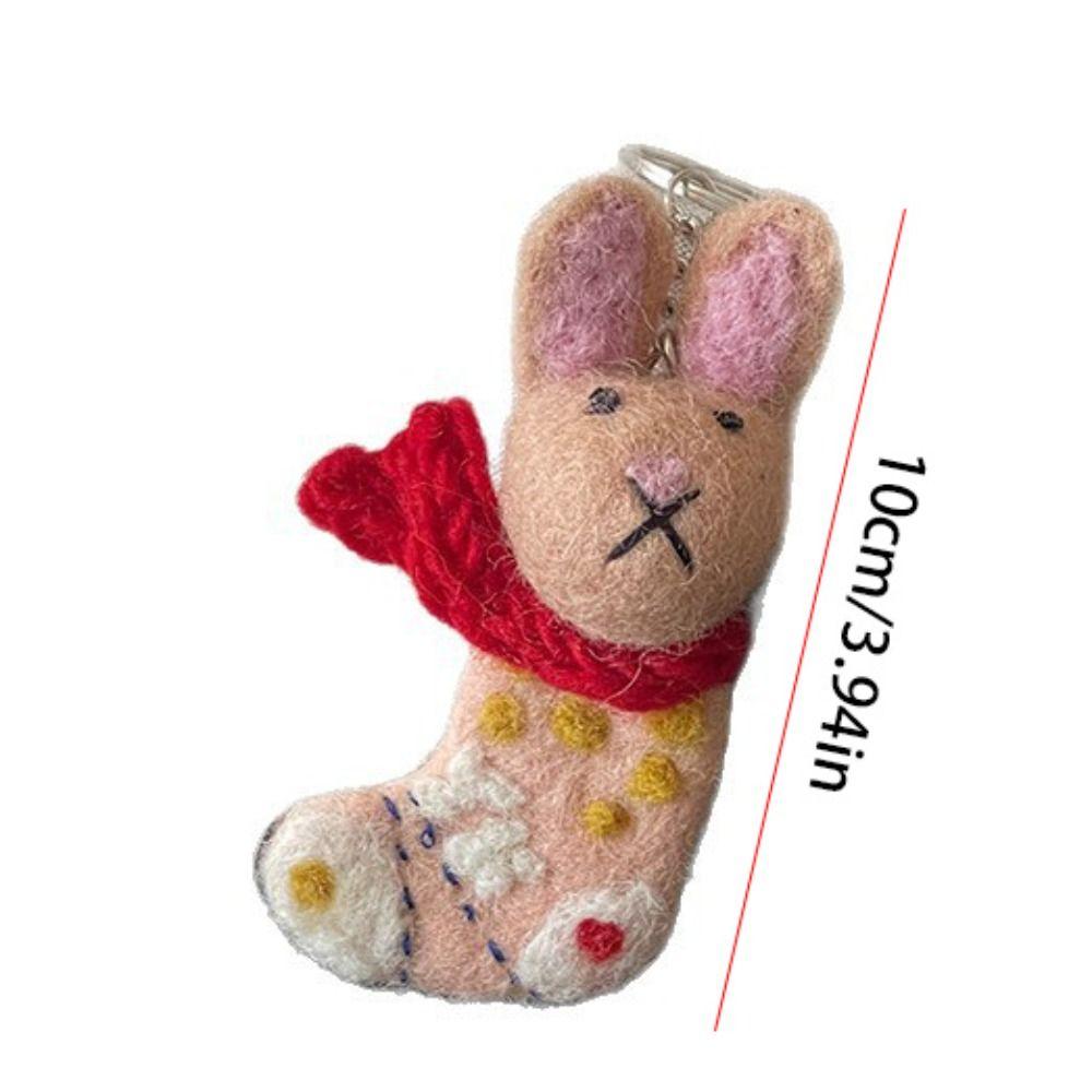 Puppy Wool Felt Animal Pendant Dog Cartoon Keychain Cartoon Rabbit Keyring Couple