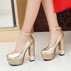 Platform Glitter Silver Gold Pumps Women Wedding Party Shoes Bridal Ladies Red High-heels Pumps
