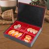 Japanese Bento Box Lunch Red and Black 5 Compartments Food Container Serving Dish for Restaurant