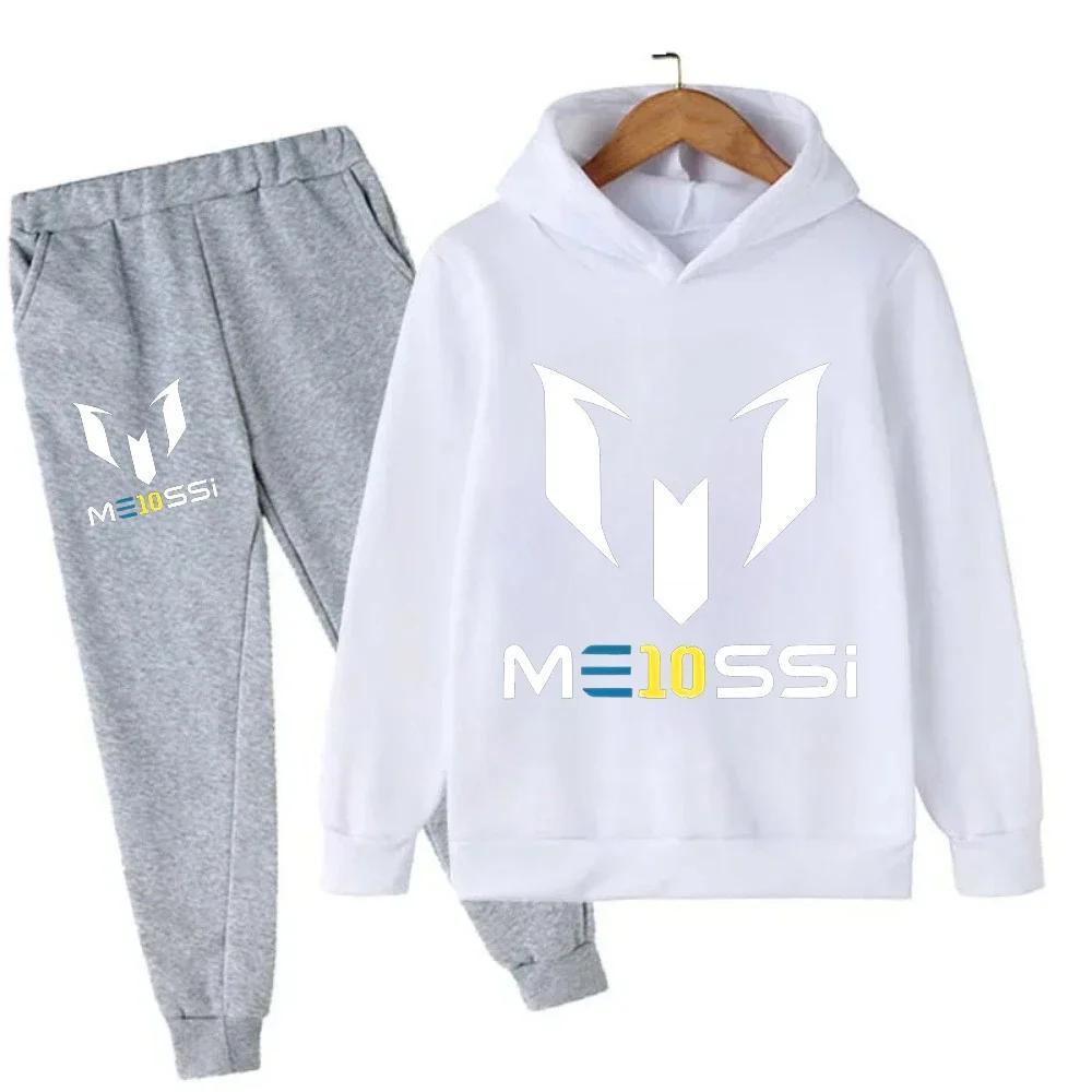 Autumn Football Star Messi 3-12Y Children Hoodies Sets Pants Suit 2 Pcs Sets Kids Boy Girl Clothing Casual Fashion Tracksuits
