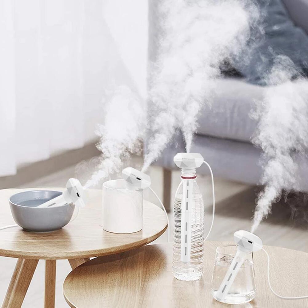 Универсальный Мини-увлажнитель воздуха Mist Maker Портативная светодиодная лампа Синий свет USB-перезаряжаемый для бутылок с минеральной водой с хлопковым стержнем
