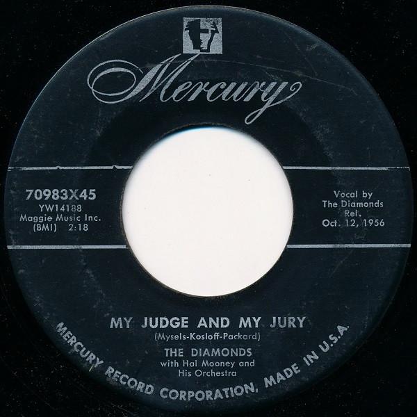 7-дюймовая пластинка DIAMONDS - My Judge And My Jury 70983X45 Mercury 1956 US Pop Б/у