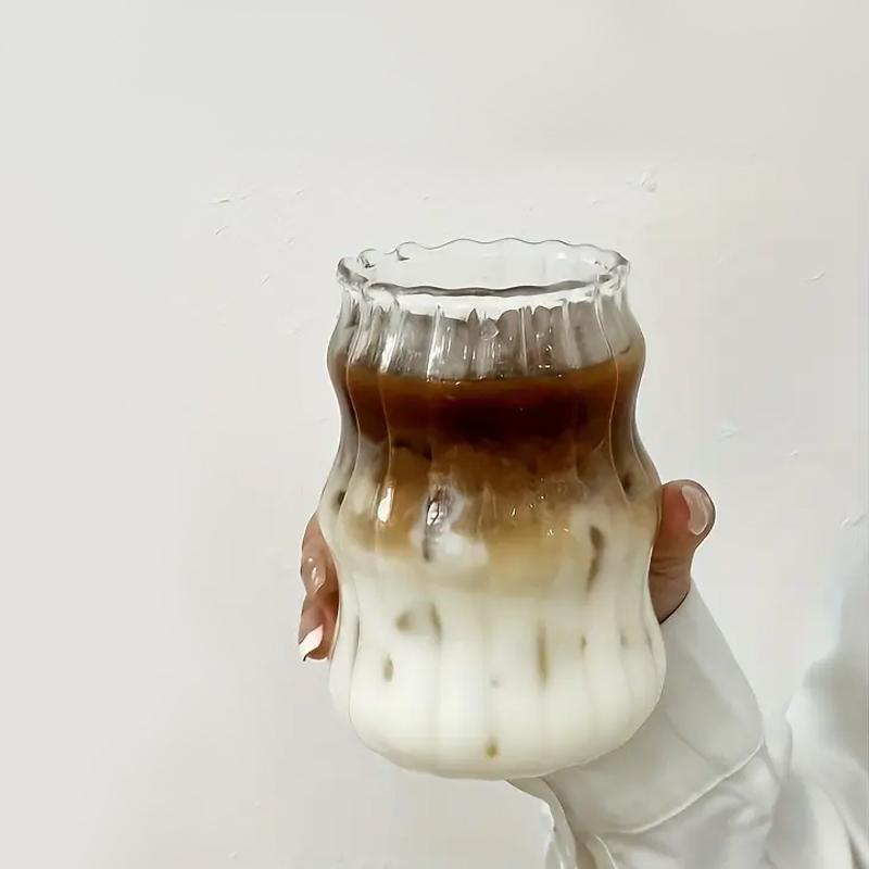 1 шт., стеклянная чашка для чая с молоком, Ins Style, чашка в форме облака, пухлая спиральная чашка, нестандартная форма, стеклянная чашка для кофе, чашка для холодных напитков из боросиликатного стекла
