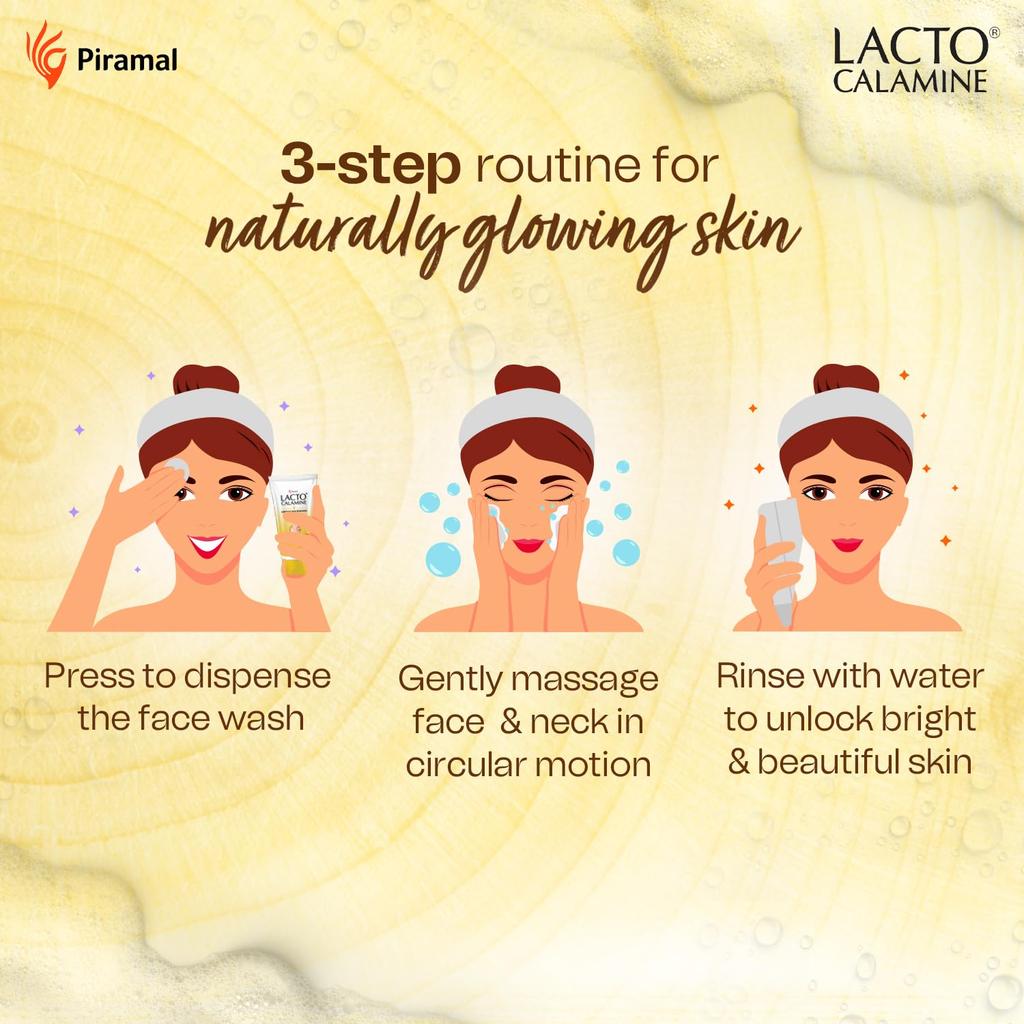 Lacto Calamine Ubtan Face Wash for Glowing Skin 100 ml Pack of 3 | Natural Exfoliating Facewash with Sandalwood & Saffron