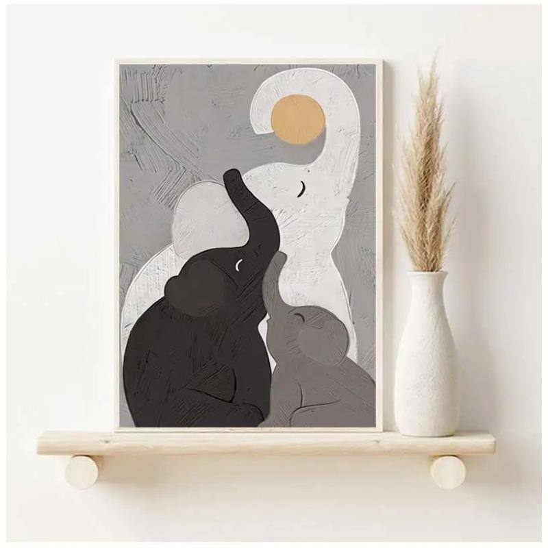 Abstract Boho Plant Leaf Cat Canvas Poster Wall Art Print Minimalist Animal Paintings for Living Room Decoration Gift