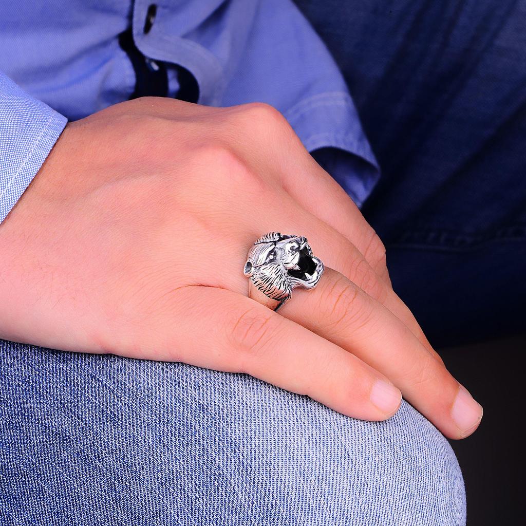 Кольцо с головой тигра из стерлингового серебра 925 карата для мужчин, уникальное байкерское серебряное кольцо, мужские украшения ручной работы с животными, ювелирный подарок с изображением тигра для него