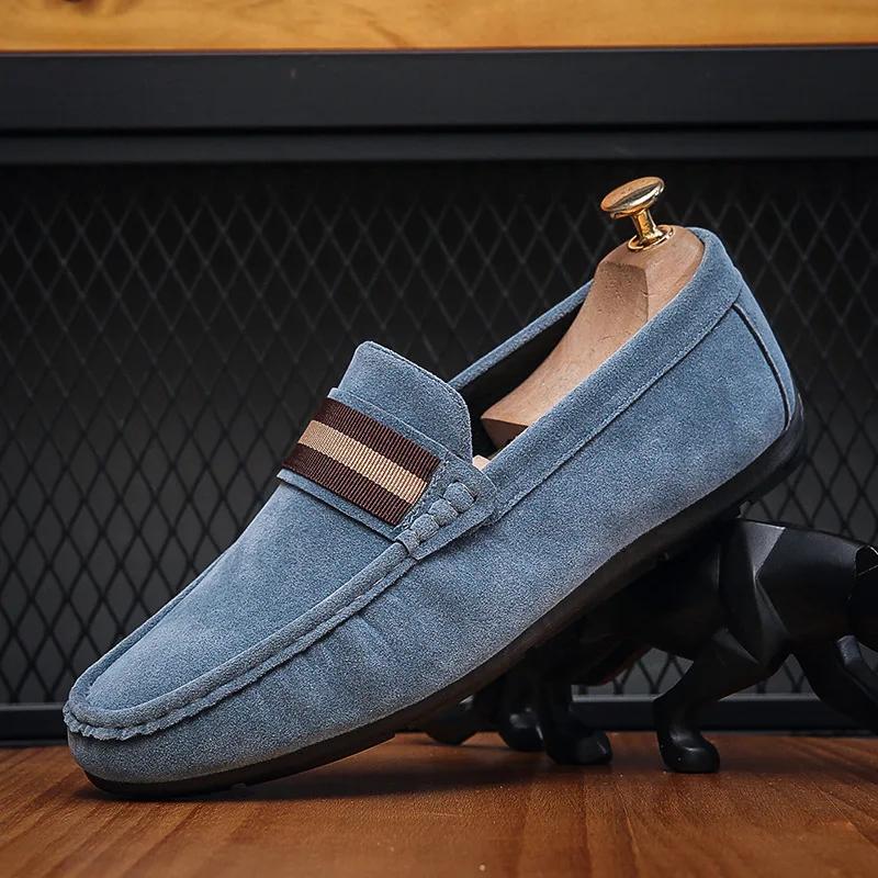 Brand Design Moccasins Men's Loafers Suede Casual Shoes Slip On Men Flats Spring Summer Zapatos Hombre Lightweight Driving Shoes