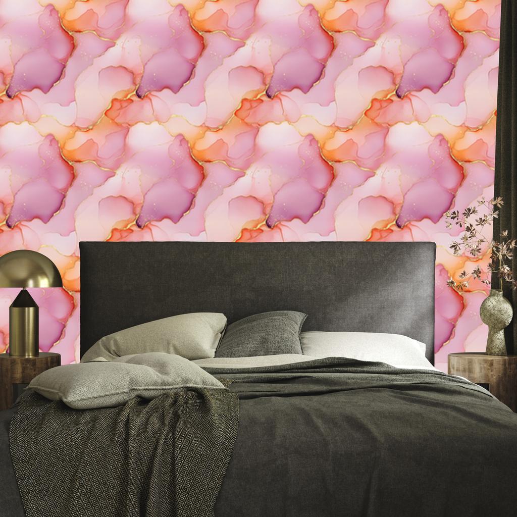 Wallpaper Ink coral, powder pink and peach 50x1000