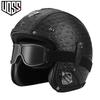 Vintage-Style 3/4 Open Face Motorcycle Helmet Men Women ABS Material All-Season Scooter Safety With Removable