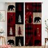 2 шт., шторы с принтом 2D, узор в красную клетку, медведь, олень, лес, полиэстеровая ткань (без удилища) Домашний декор Идеально для