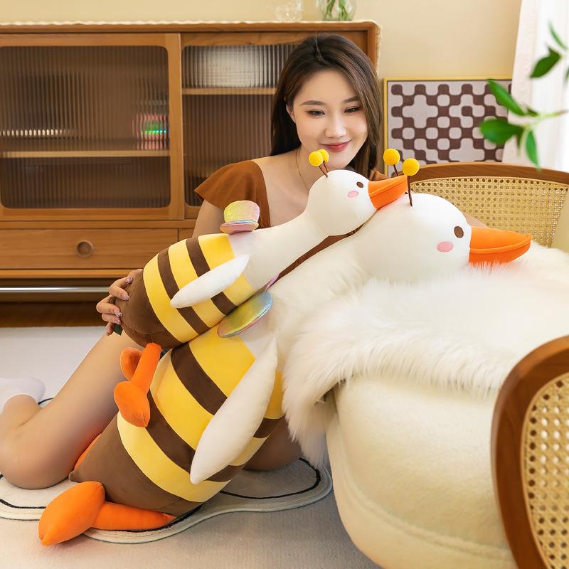 New big white goose plush toy bee doll hungry crazy doll goose crazy funny duck throw pillow girl