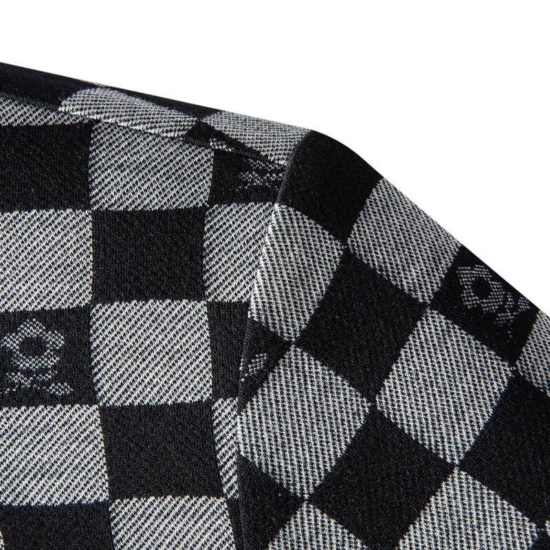 Montagut Men's Checkboard Jacquard Round Neck Sweatshirt