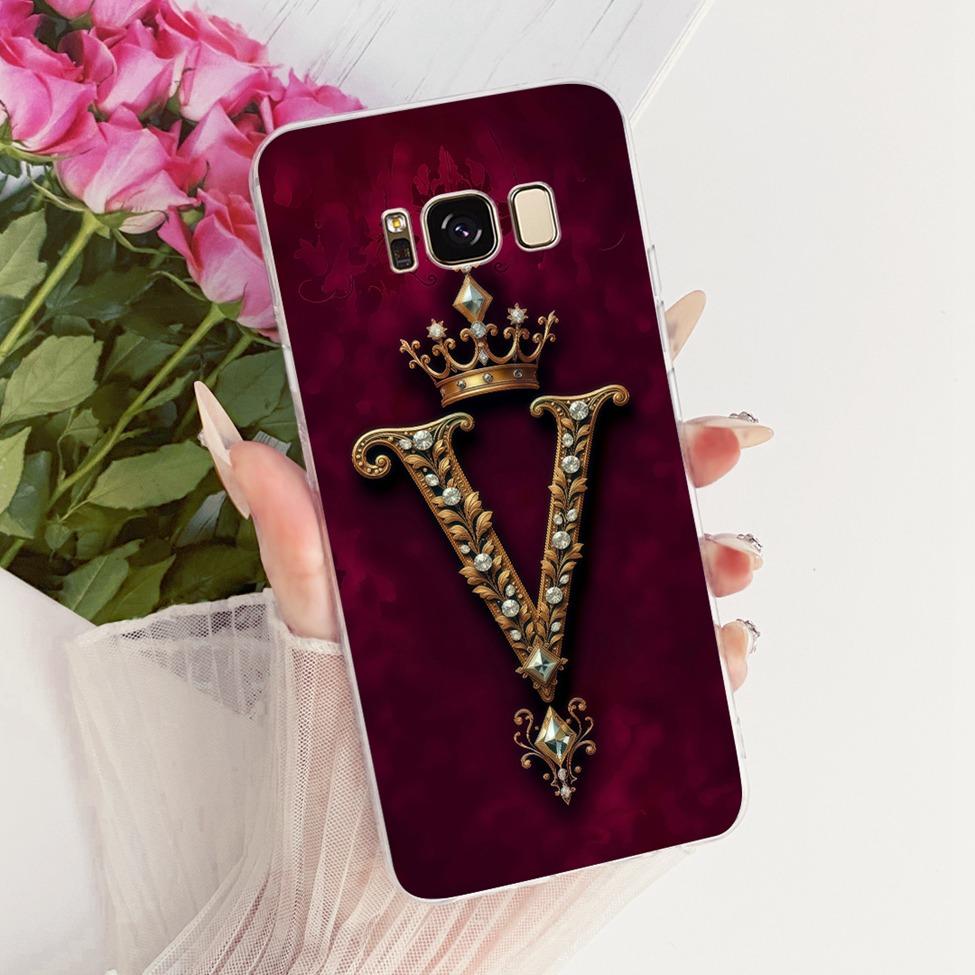 Для Samsung S8 Прозрачный чехол SM-G950FD Роскошная корона Буквы от A до Z 2D Плоский узор Funda Для Samsung Galaxy S8 G950F Мягкий чехол для телефона