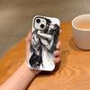 Черно-белая эскизная пара Арт Чехол для телефона для iPhone 14 15 16 Pro Max Эстетичный Романтичный Чехол с объятиями Ударопрочный Защитный корпус Подарок