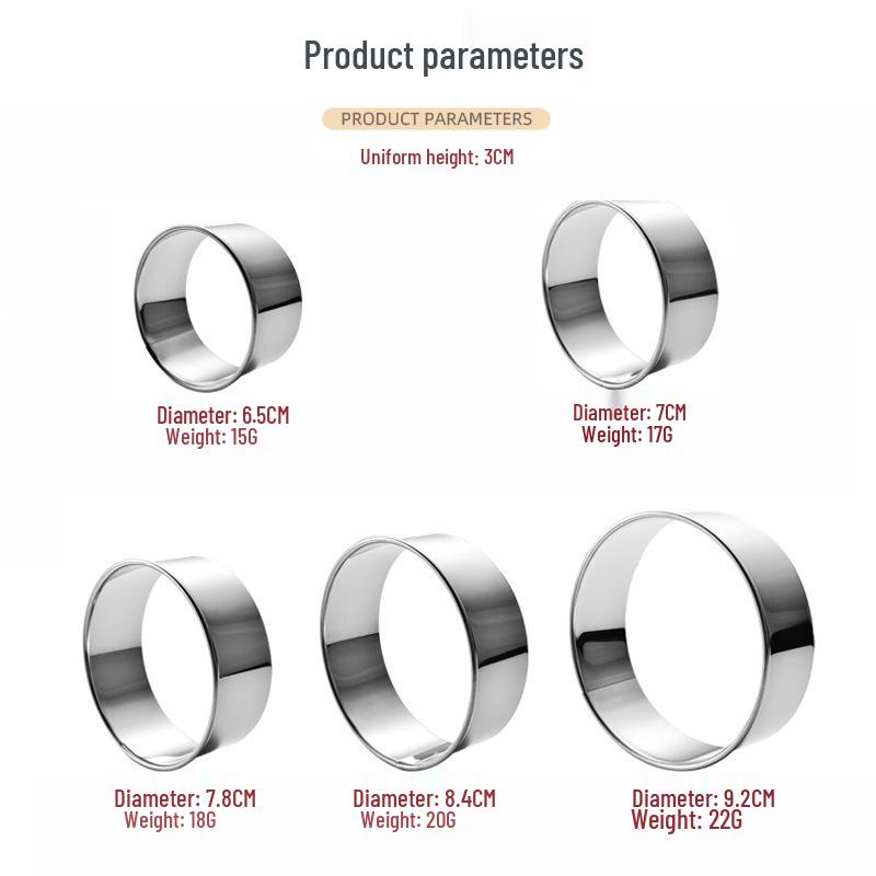 5-Piece Stainless Steel Mousse Ring & Cookie/Cake/Dumpling Cutter Set