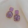 1 Pair Women Earrings Shining Rhinestone Oil Drip Geometric Decor Europe And America Decoration