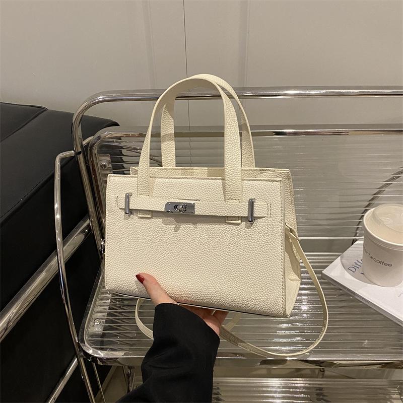 High-end Niche Lychee Pattern Platinum Bag Women's Bag 2025 Spring New Fashion Versatile Shoulder Messenger Bag