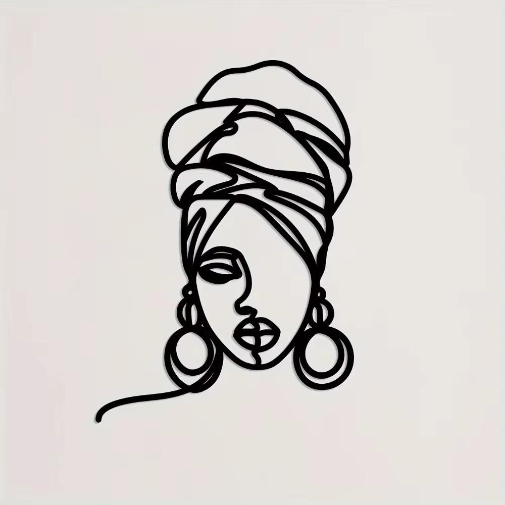 1pc Modern Minimalist Metal Wall Art - Single Line Female Figure. An Elegant Home Decor for Bedroom, Kitchen, Bathroom