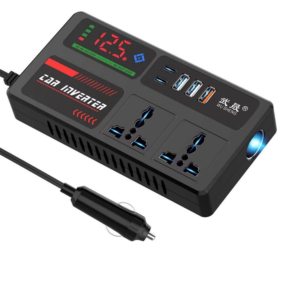 Double Type-c Car Inverter Power Adapter Digital Display Vehicle Inverter Automotive Charger Truck