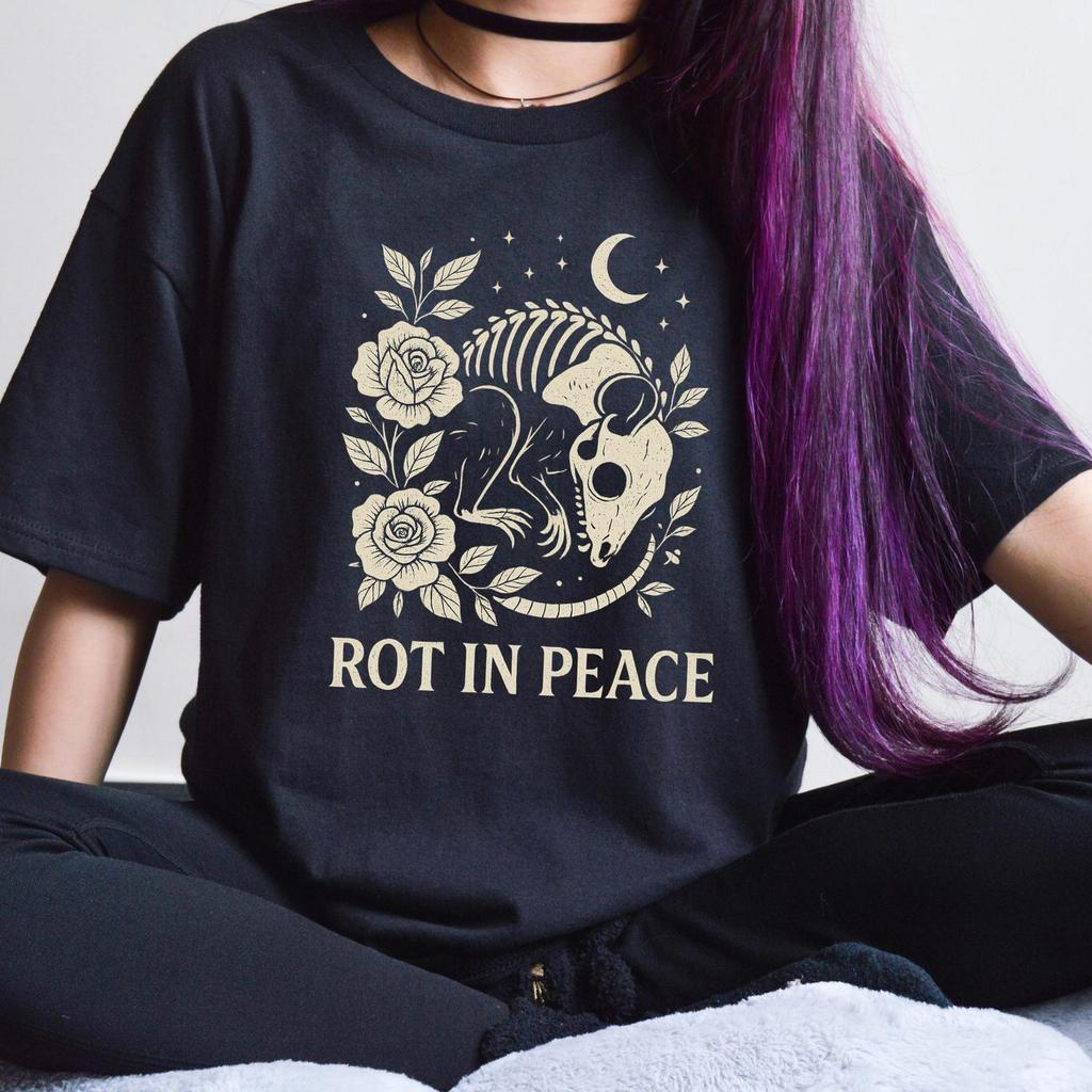 Rot in Peace Possum Shirt: Gothic Nature, Dark Humor Tee