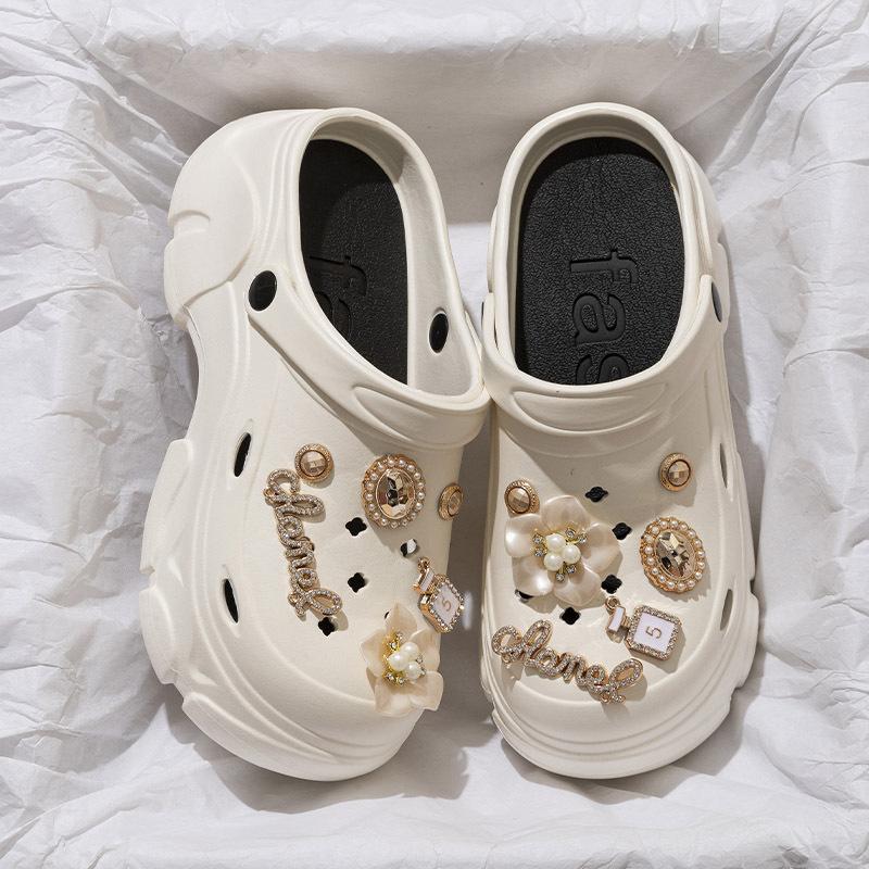 Женские летние мультяшные милые пляжные уличные нескользящие шлепанцы баотоу с толстой подошвой