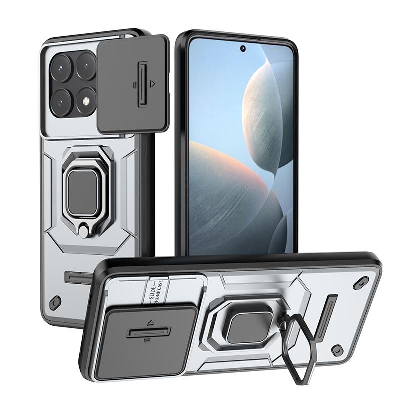 Слайд-камера Funda для POCO X6 Pro 5G Redmi Note 13 Pro 5G Case Armor Metal Ring Stand Защитная крышка для POCO X6 5G Capa